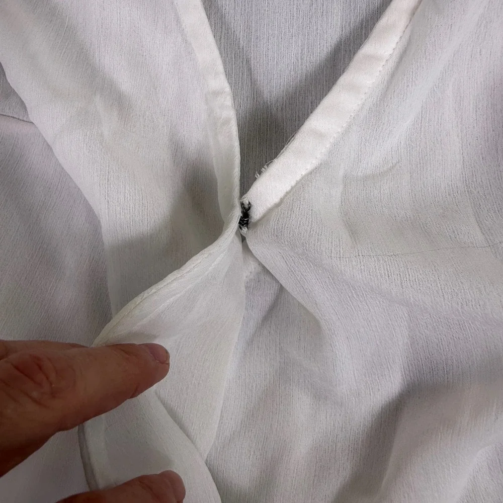 Abercrombie & Fitch White Chiffon Wrap Blouse Ruffle Cuff S Coquette Balletcore
